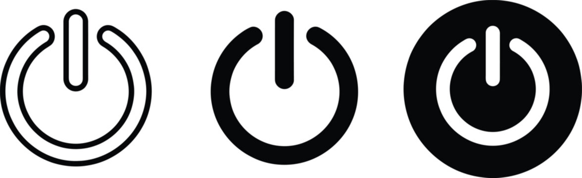 Power button icons, power symbols, on off signs, vector graphics