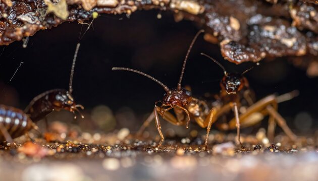 Earwig with prominent pincers poised inside a damp crevice, captured with a low-angle tracking