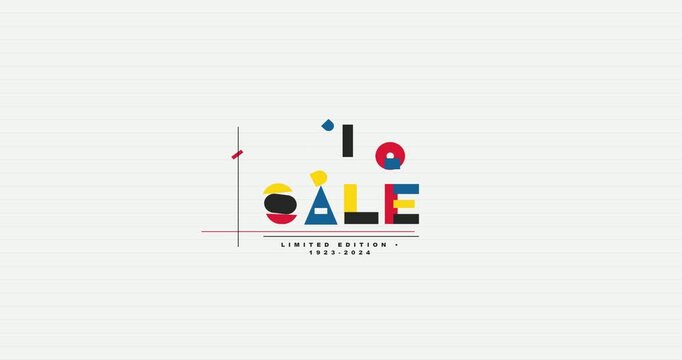 Animated Big Sale typography with geometric shapes and minimalist design, colorful motion graphics for marketing and retail promotion.