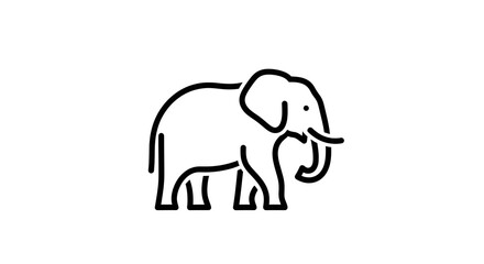 Fototapeta premium Minimalist Black Outline Elephant Icon. Simple Vector Illustration of a Wild Safari Animal or Wildlife Symbol for Design Projects.