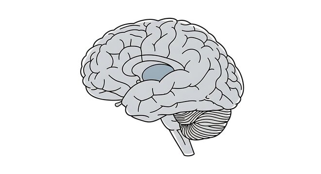 Detailed anatomical diagram of human brain structure.
