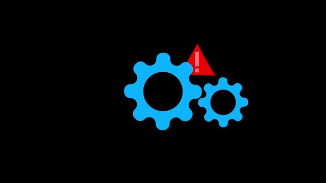 Settings icon with a red warning symbol, representing a configuration issue, system error, maintenance alert, software setup problem, or troubleshooting notification. Suitable for technology, IT suppo