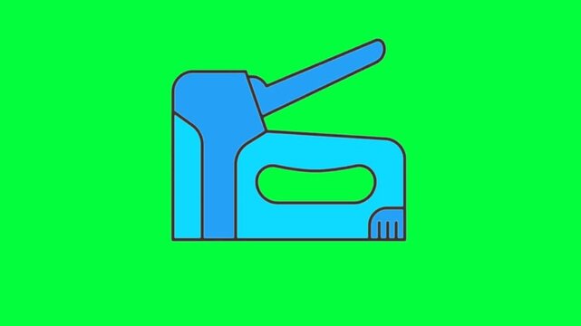 Constructiin stapler animation 4K green screen infinite loop, clean green background, easy to cut, ready to edit, ready to use