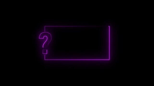 Neon blue question mark frame animation with glowing border for faq and problem solving concepts