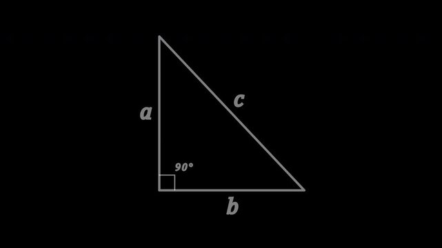 Animation of the appearance of a right-angled and arbitrary triangle with labeled sides and angles between them.