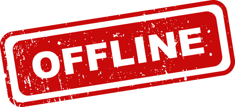 Red offline stamp on white background disconnected symbol digital downtime illustration