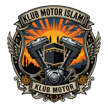 v-twin engine vector image as patch