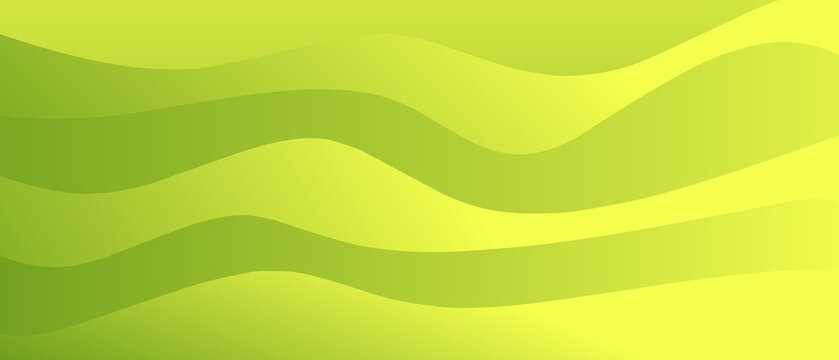 Abstract lime green background with flowing layered wavy papercut gradient shapes.