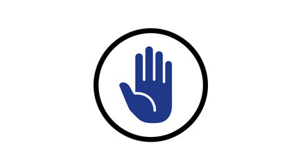 Obraz premium Blue hand stop sign symbol.