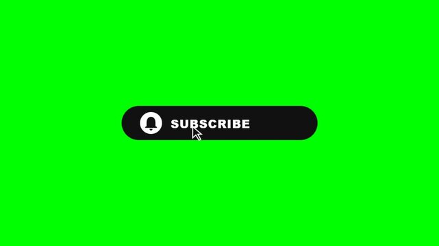 YouTube Subscribe Button Animation with Bell Icon on Green Screen Background.