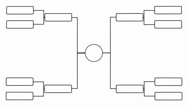 Animated tournament bracket graphic with outline shapes. Playoff bracket graphic animation with tournament structure layout. Competition tournament tree animation. Sports bracket graphic animation
