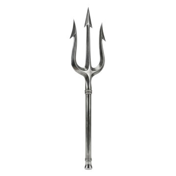 Isolated metallic trident weapon with sharp points for ancient