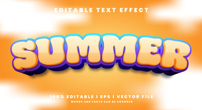 Editable summer text effects, modern colors.