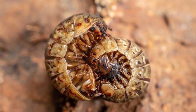 Pillbug Rolled Into a Defensive Ball Captures Intricate Detail Through Macro Photography