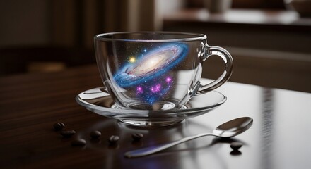 Cosmic coffee cup universe concept