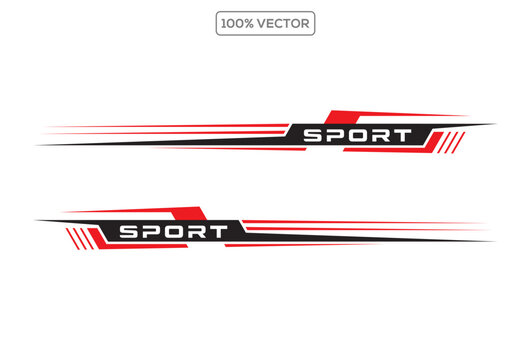 set of Side car body vector stripes decal. Vehicle vector decal stripes for the both parts. vector illustration element pack