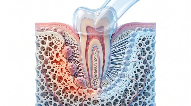 3D Microscopic Diagram of Bone Remodeling by Clear Aligner Orthodontics
