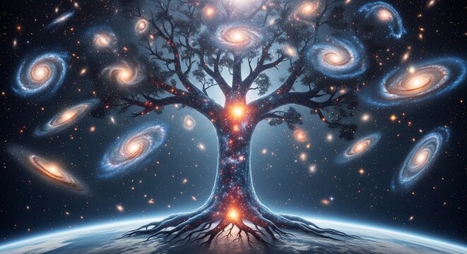 Cosmic tree of life illustration