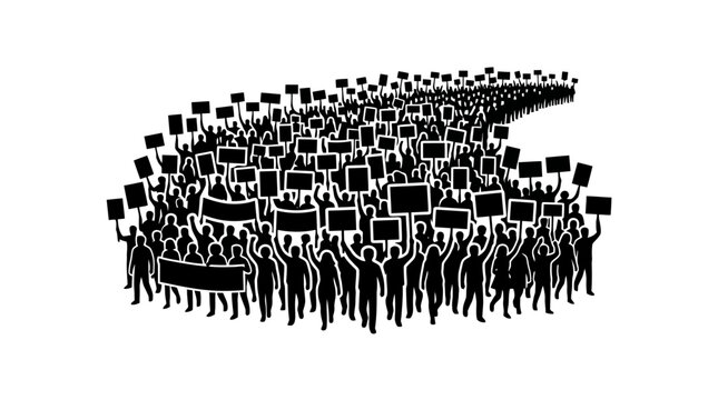 A large crowd of people protesting together.
