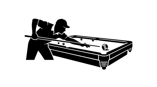 Man playing pool with cue stick.