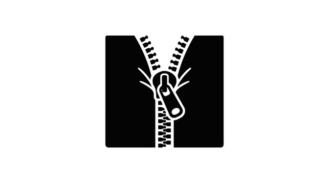 Black and white zipper icon graphic.
