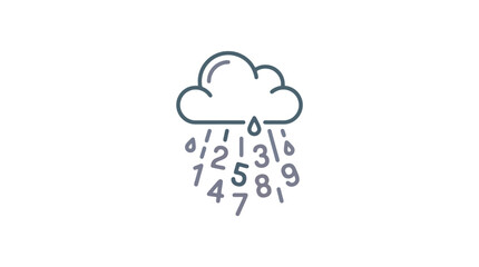 Obraz premium A cloud with raindrops and numbers.