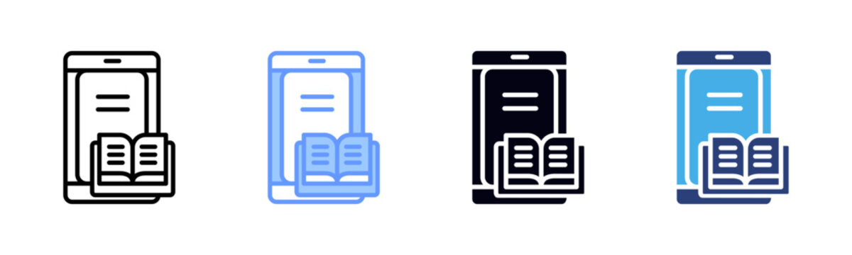 Ebook icon set multiple style collection