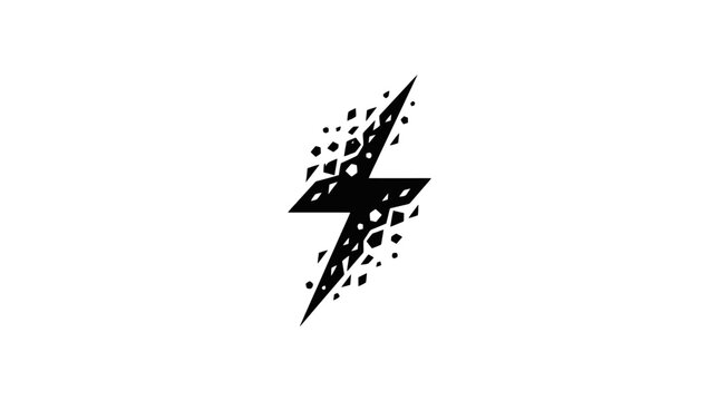 A stylized black lightning bolt graphic.