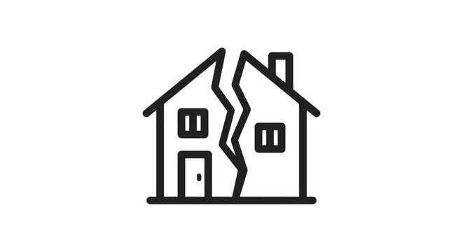 A broken house with cracked wall.