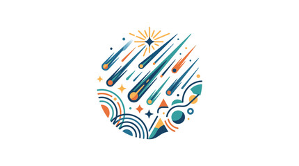 Abstract Retro Meteor Shower Illustration with Geometric Elements © Lucas Bennett