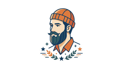 Fototapeta premium Bearded Man in Beanie Hat, Lumberjack Style Portrait