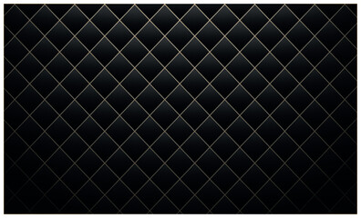 Naklejka premium Luxury black quilted leather background with gold lines Luxury diamond vector background ornament fabric pattern 