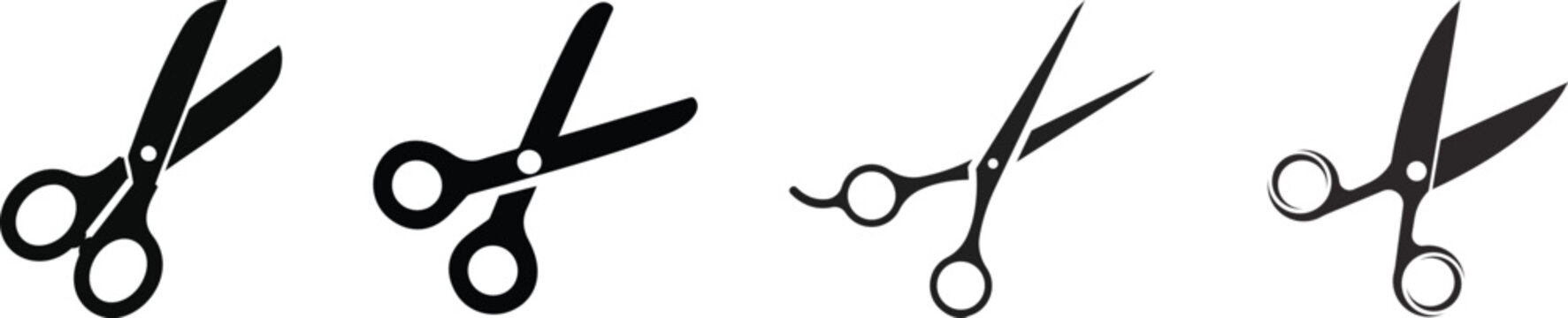 Set of scissor vector Flat Icon Design, cutting sign . black vector, Scissors collection for cutting flat icons, isolated on transparent background, used for mobile, app, logo design or UI