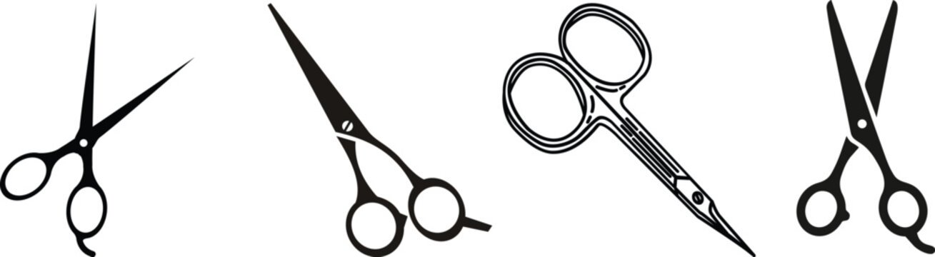 Set of scissor vector Flat Icon Design, cutting sign . black vector, Scissors collection for cutting flat icons, isolated on transparent background, used for mobile, app, logo design or UI