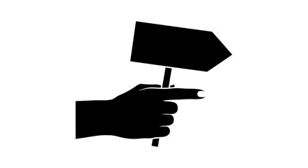 Hand holding a directional signpost icon represents the concept of guidance and navigation in a modern business or wayfinding context, featuring a clean silhouette suitable for digital design. © Design
