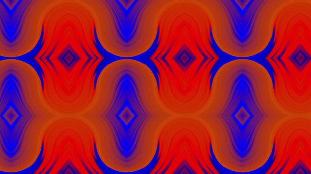 Symmetrical colorful geometric pattern with flowing abstract motion loop