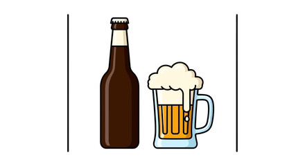 Beer Bottle and Frothy Mug Icon © hasna