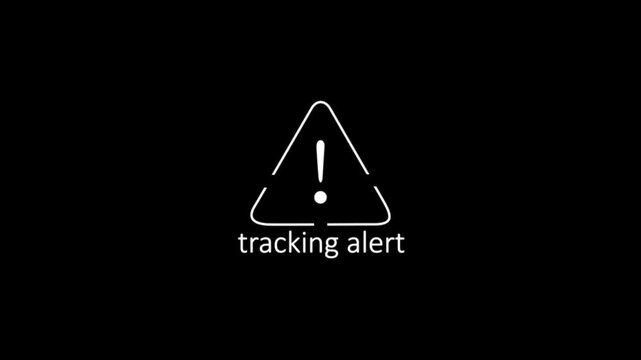 Yellow warning triangle animation with tracking alert notification. Eye-catching safety and security visual for monitoring systems, alerts, and dashboard interfaces.