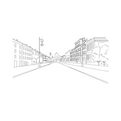 city street line drawing urban scene architecture © MD.ABDUR RAHMAN