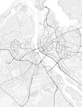 Riga City Map. Minimalist black and white line art poster for printing, wallpaper, wall art, and map resources for home and office decor