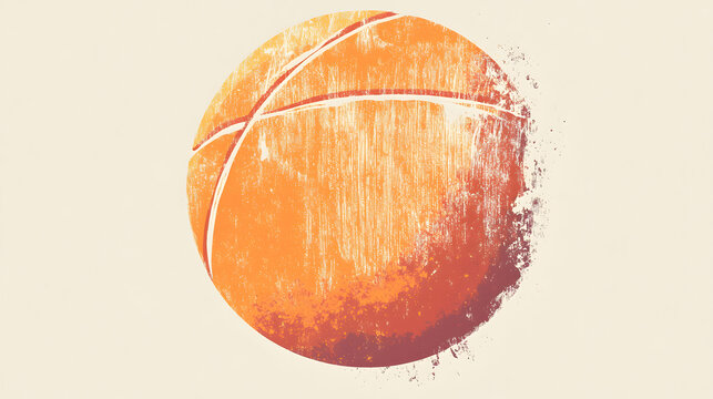 An exploding basketball rendered in a grunge style, representing the dynamic and powerful nature of the sport