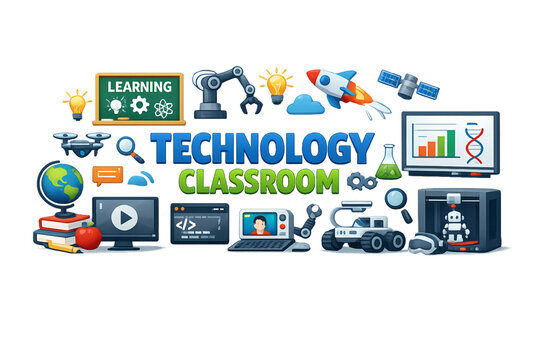 Technology classroom elements in motion, technology classroom, educational technology, digital learning, classroom innovation, STEM education, interactive learning, technology in education, modern cla