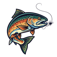 Fototapeta premium Dynamic Trout Chasing a Fishing Fly Lure