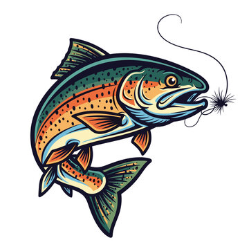 Dynamic Trout Chasing a Fishing Fly Lure