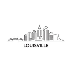 Obraz premium louisville skyline line art cityscape architecture buildings