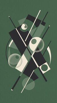 Billiard Poster Design with Pool Balls Cue Stick and Vintage Bar Atmosphere