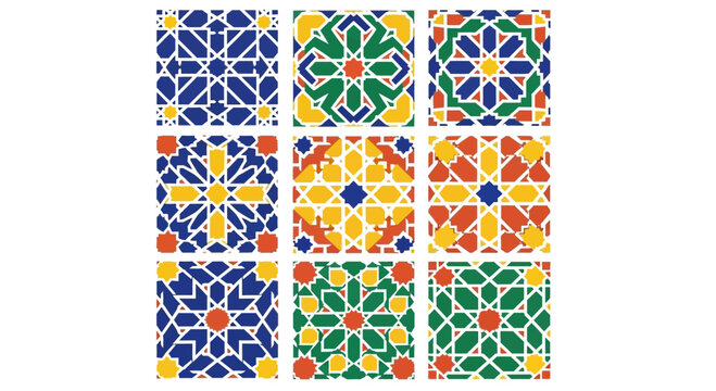 Colorful Moroccan Mosaic Patterns - Geometric Islamic Art Tiles