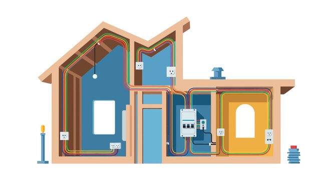 House electrical wiring diagram, construction, renovation, installation, circuit breaker