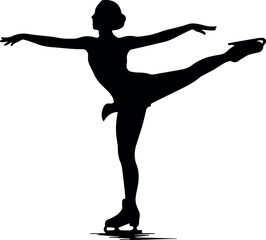 Black Silhouette of Female Ice Skater in Split Kick  © Icons Queen