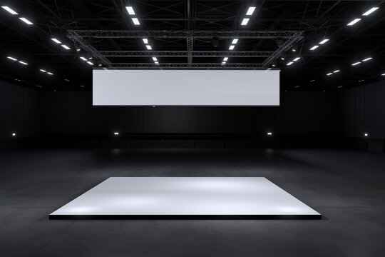 Exhibition stand for mockup and Corporate identity,Display design.Empty booth Design.Retail booth elements in Exhibition hall.booth Design trade show.Blank Booth system of Graphic Resources.3d render.